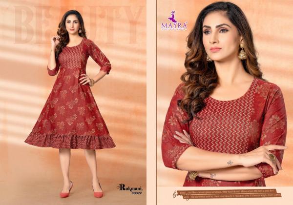 Mayra Rukmani Fancy Casual Wear Rayon Designer Kurti Collection